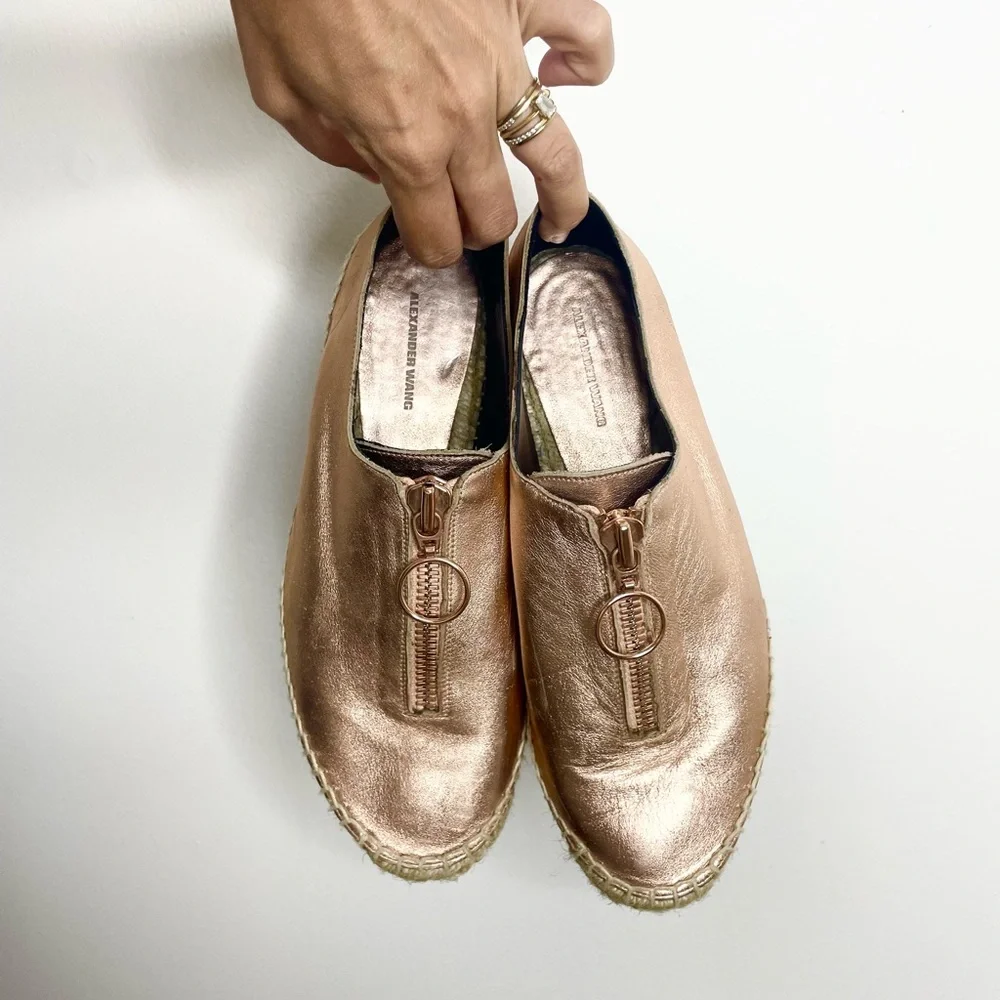 ALEXANDER WANG metallic platform espadrilles shoes 7.5 - Picture 4 of 4